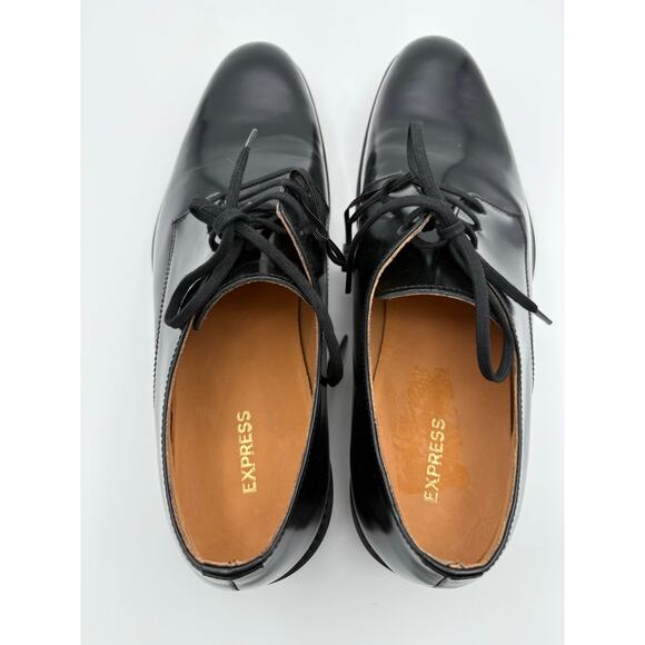 New Express Black Polished Leather Almond Toe Oxford Dress Shoes Size Mens 8 main image 7